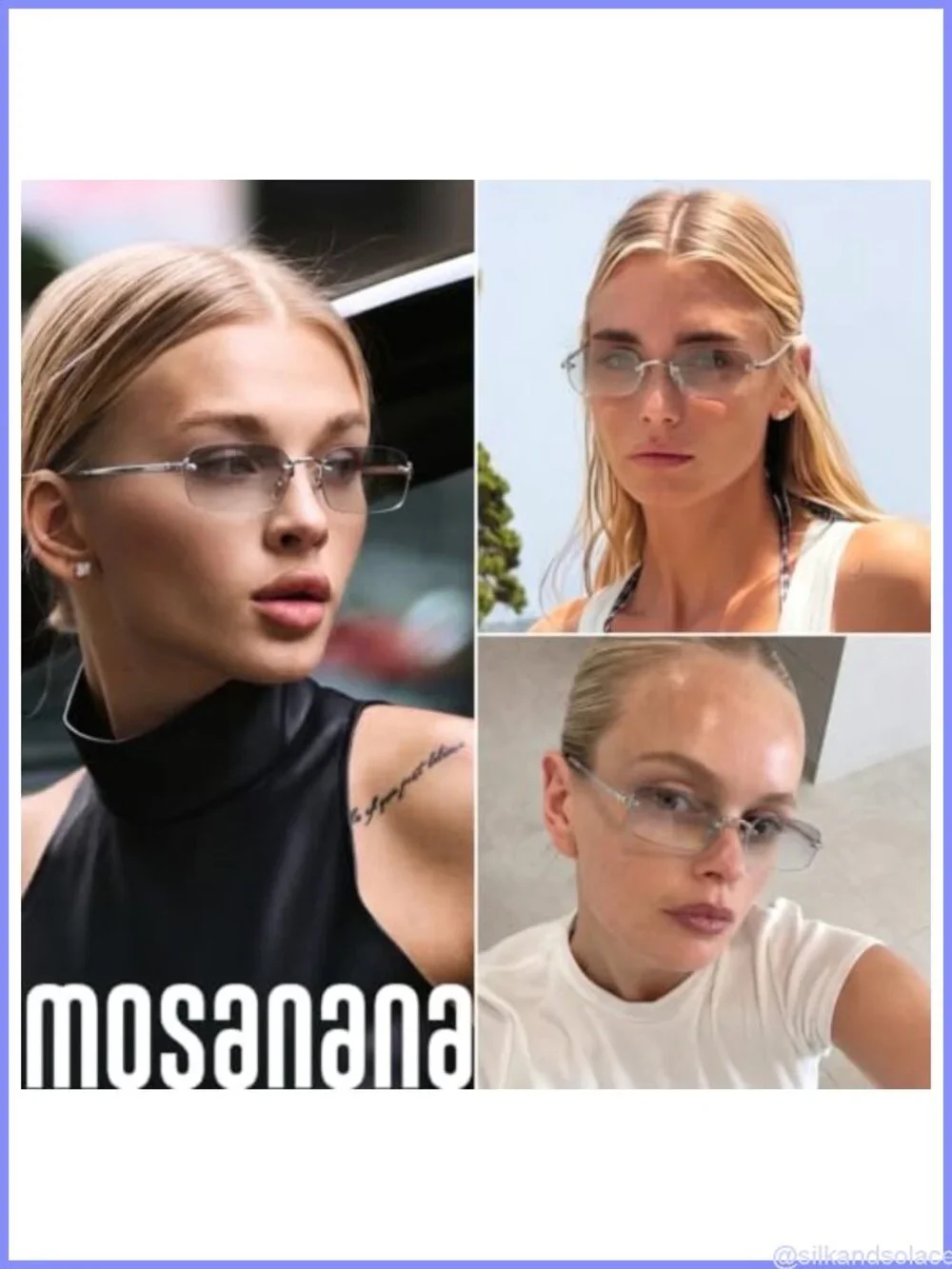 Rimless Rectangle Sunglasses UV400 Fashion Tint Lenses Metal Temples